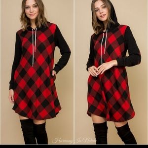 Buffalo Plaid Hooded Dress